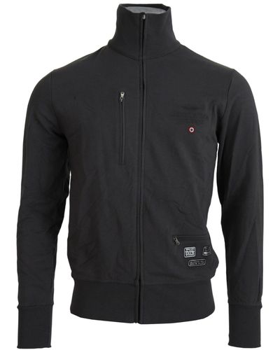 Aeronautica Militare Dark Gray Cotton S Full Zip Sweater - Black