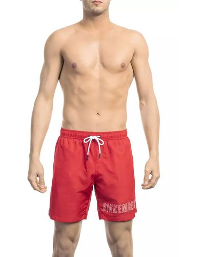 Bikkembergs Chic Swim Shorts With Print Detail - Red