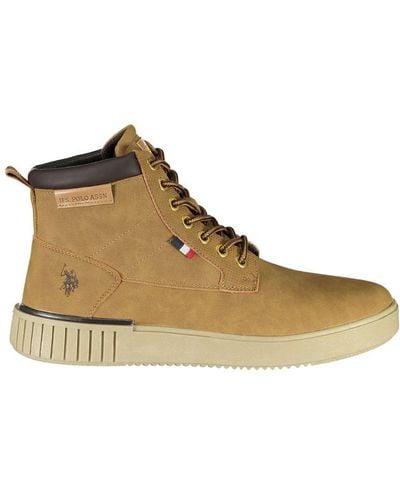 U.S. POLO ASSN. Elegant Ankle Lace-Up Boots With Logo Detail - Brown