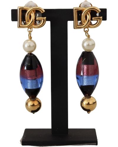 Dolce & Gabbana Sicilian Motif Clip-On Dangling Earrings - Black