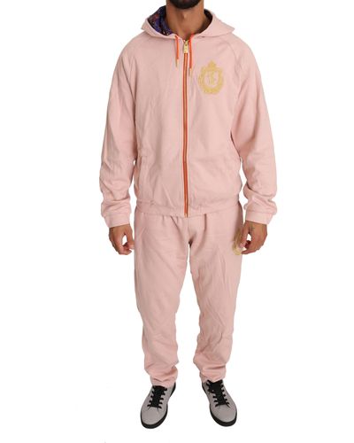 Billionaire Italian Couture Cotton Hooded Sweater Pants Tracksuit - Pink