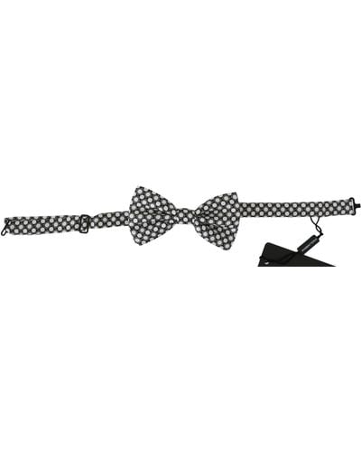Dolce & Gabbana Black White Circles Adjustable Neck Papillon Bow Tie