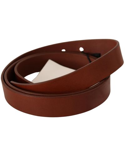 CoSTUME NATIONAL Brown Leather Silver Fastening Belt