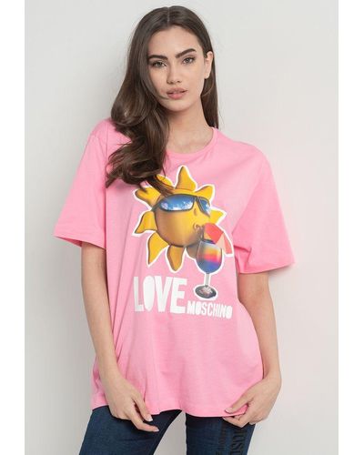 Love Moschino Cotton Logo Print T-shirt - Pink