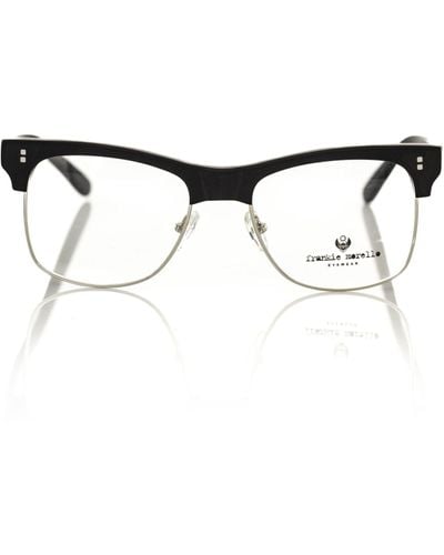 Frankie Morello Sleek Clubmaster Metal Frame Eyeglasses - Black