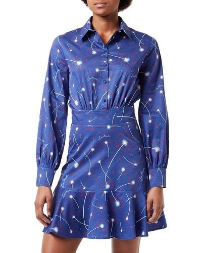 Love Moschino Chic Cotton Shirt Collar Dres - Blue