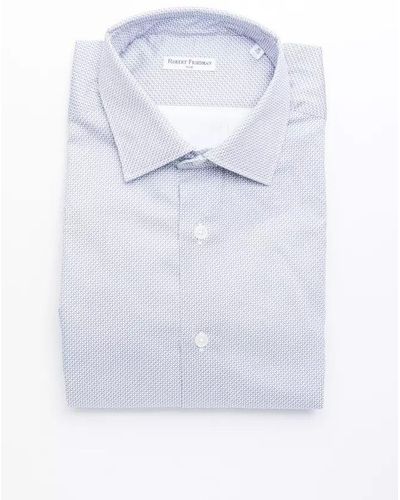 Robert Friedman Elegant Light Blue Slim Collar Cotton Shirt - White