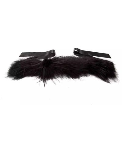Byblos Elegant Leather And Fur Neck Warmer - Black