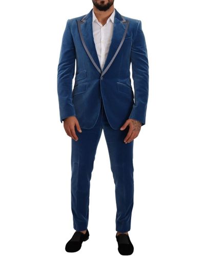 Dolce & Gabbana Elegant Velvet Slim Fit Suit - Blue