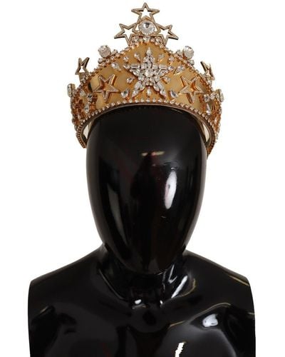 Dolce & Gabbana Crystal Star Strass Crown Logo Tiara Diadem - Black