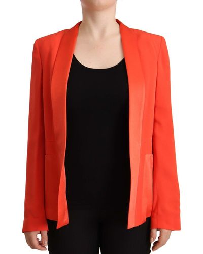 CO|TE Orange Long Sleeves Acetate Blazer Pocket Overcoat Jacket - Red