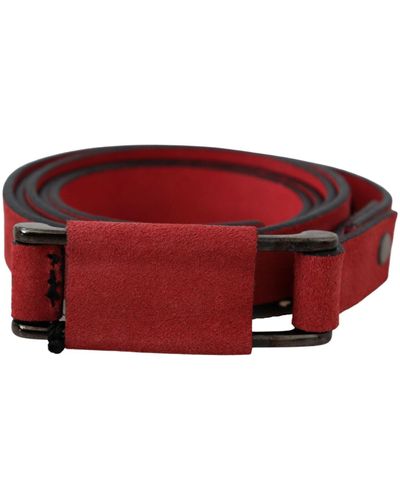 Dolce & Gabbana Leather Skinny Buckle Fashion Waist Belt - Red