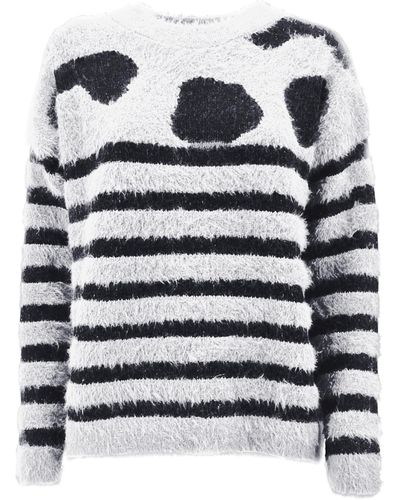 Imperfect Chic Striped Ion Pullover - White