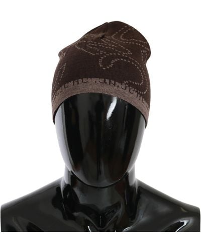CoSTUME NATIONAL Wool Blend Branded Hat Brown Hat20130 - Black