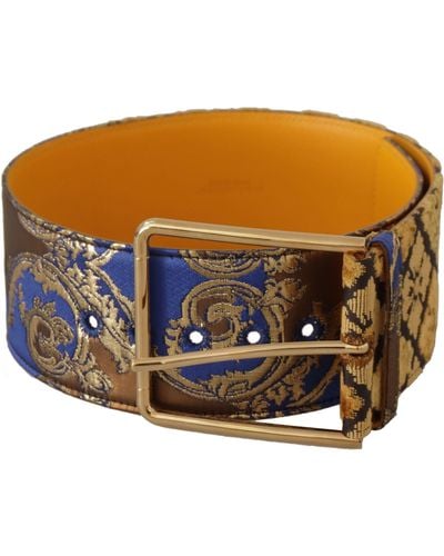 Dolce & Gabbana Elegant Leather Belt With Metal Buckle - Metallic