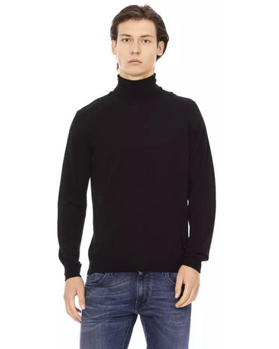 Baldinini Elegant Turtleneck Monogram Sweater - Black