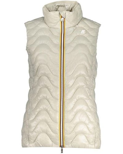 K-Way Chic Sleeveless Zip Jacket With Contrast Details - Natural
