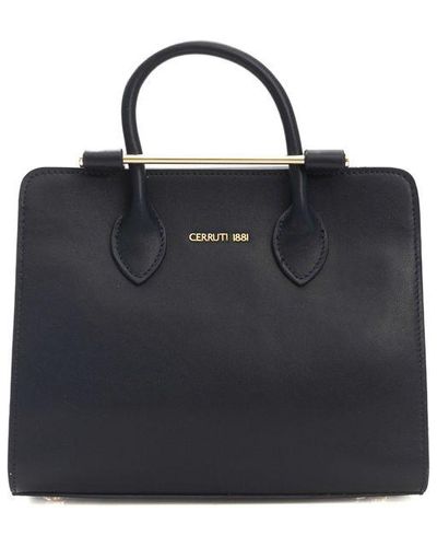Cerruti 1881 Elegant Calf Leather Shoulder Bag With Golden Accents - Blue