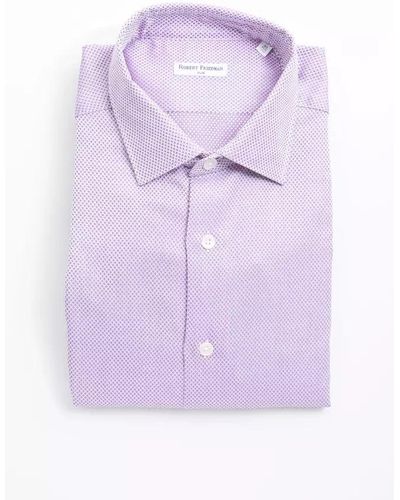 Robert Friedman Chic Pink Cotton Slim Collar Shirt For Men - Purple