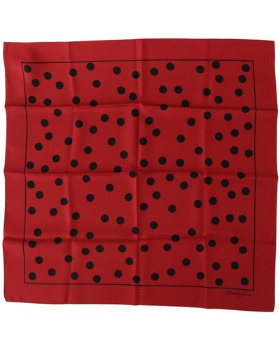 Dolce & Gabbana Elegant Polka Dot Silk Square Scarf - Red