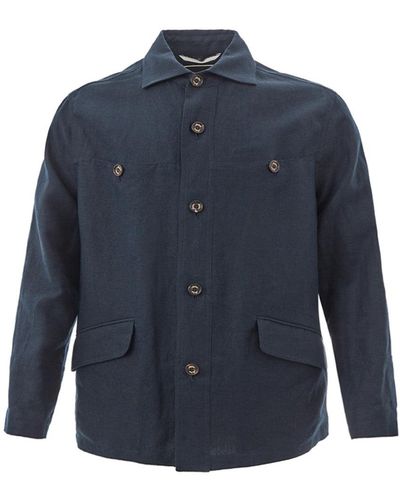 Sealup Elegant Single Breasted Linen Jacket - Blue