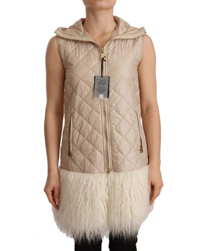 Ermanno Scervino Hooded Quilted Sleeveless Jacket - Natural