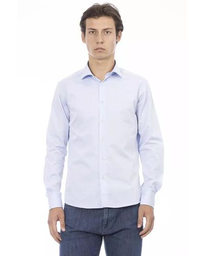 Baldinini Elegant Slim Fit Light Cotton Shirt - Blue