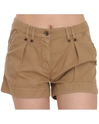 Plein Sud Mid Waist Cotton Mini Shorts Brown Pan70244