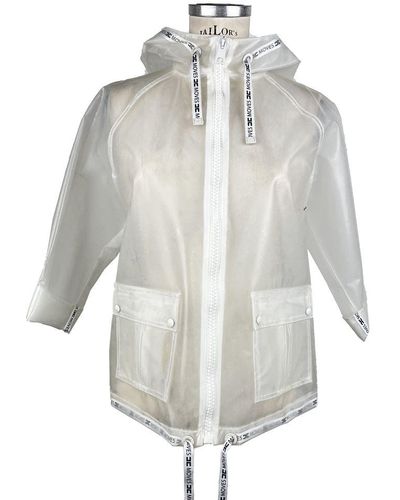 Elisabetta Franchi Waterproof Short Jacket With Zipper Closure And Front Pockets - White