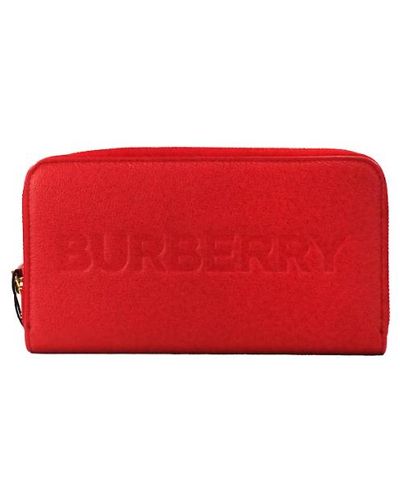 Burberry Elmore Embossed Logo Leather Continental Clutch Wallet - Red