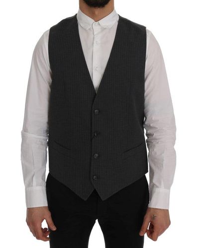 Dolce & Gabbana Staff Cotton Striped Vest - Black