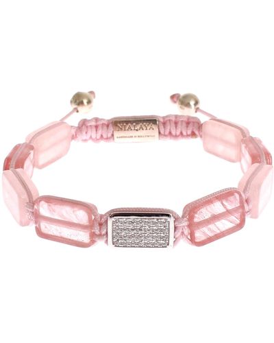 Nialaya Elegant 925 Cz Diamond Quartz Bracelet - Pink