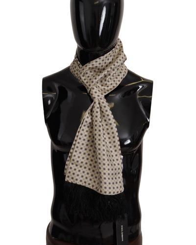 Dolce & Gabbana Brown Silk Polka Dots Neck Wrap Scarf - Black