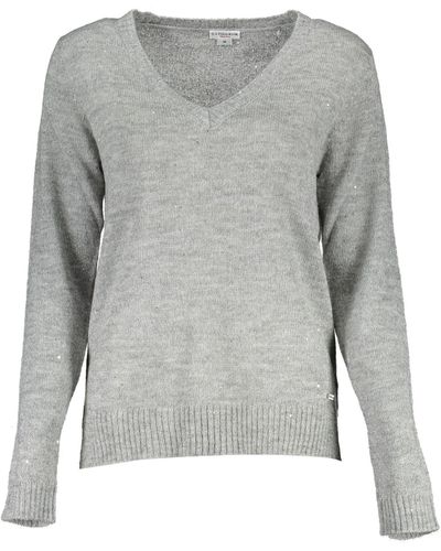 U.S. POLO ASSN. Elegant Long-Sleeved V-Neck Sweater - Gray