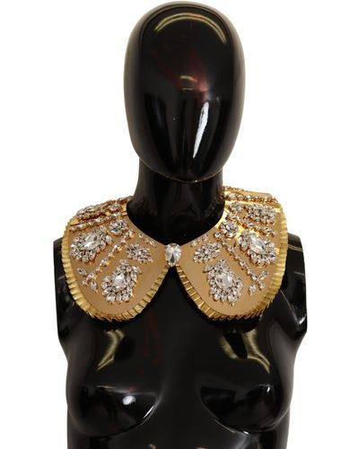 Dolce & Gabbana Tone Clear Crystal Embellished Collar Necklace One Size - Black