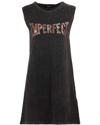 Imperfect Brand Logo On Front Dress - Black