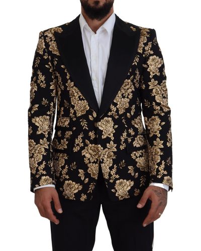 Dolce & Gabbana Floral Embroidered Jacket Blazer - Black