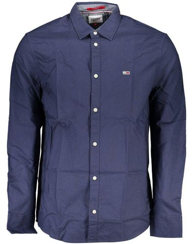 Tommy Hilfiger Elegant Italian Collar Shirt With Contrasting Details - Blue