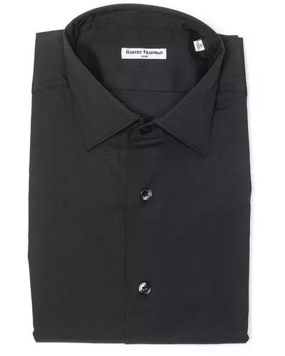 Robert Friedman Sleek Medium Slim Collar Shirt In Gray - Black