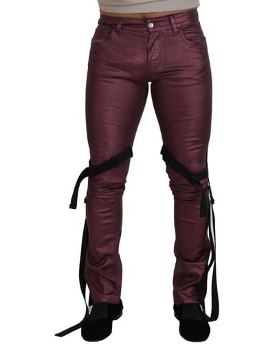 Dolce & Gabbana Magenta Cottoncasual Harness Denim Jeans - Red