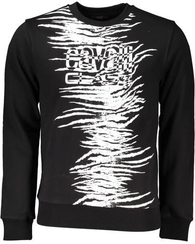 Class Roberto Cavalli Classic Cotton Sweatshirt With Logo Print - Black