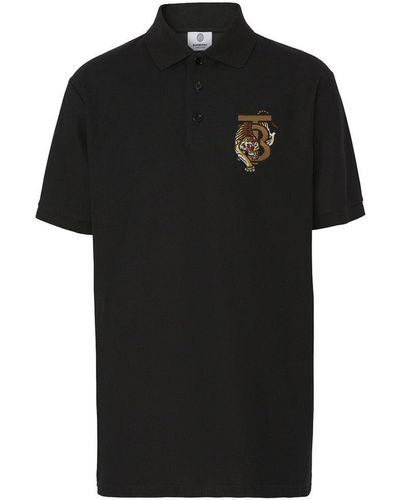 Burberry Elegant Cotton Polo Shirt With Chest Patch - Black