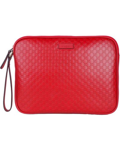 Gucci Elegant Microssima Leather Clutch In Red