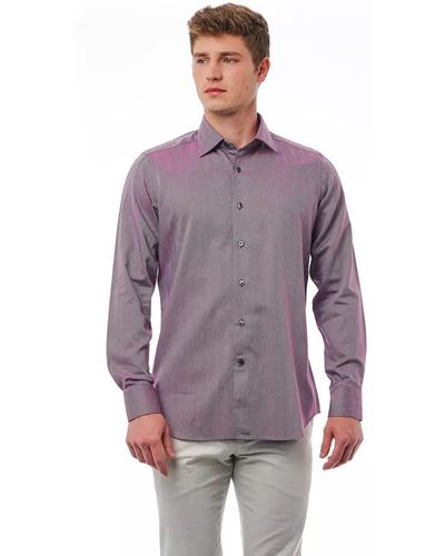 Bagutta Elegant Burgundy Italian Collar Shirt - Purple