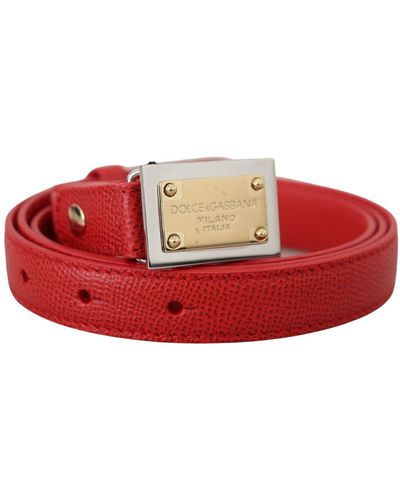 Dolce & Gabbana Genuine Leather Statement Belt - Red