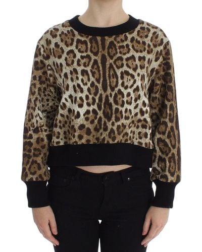Dolce & Gabbana Elegant Leopard Print Short Sweater Top - Multicolor