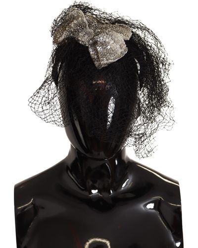 Dolce & Gabbana Logo Sequined Fascinator Diadem Headband - Black