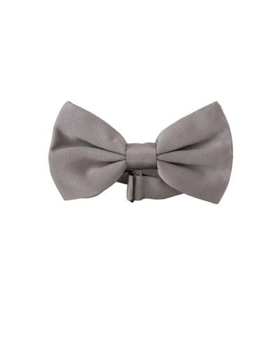Dolce & Gabbana 100% Silk Adjustable Neck Papillon Tie - Gray