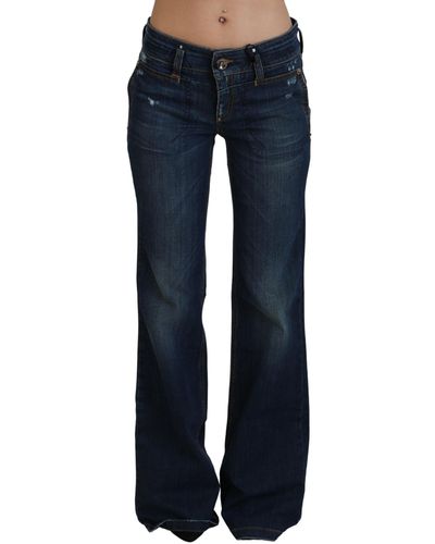 CoSTUME NATIONAL Chic Flared Low Waist Denim Jeans - Blue