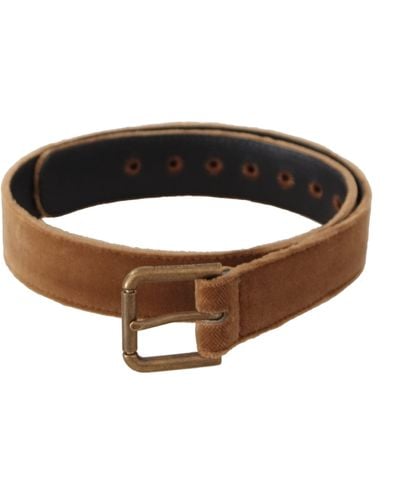 Dolce & Gabbana Elegant Engraved Buckle Leather Belt - Brown